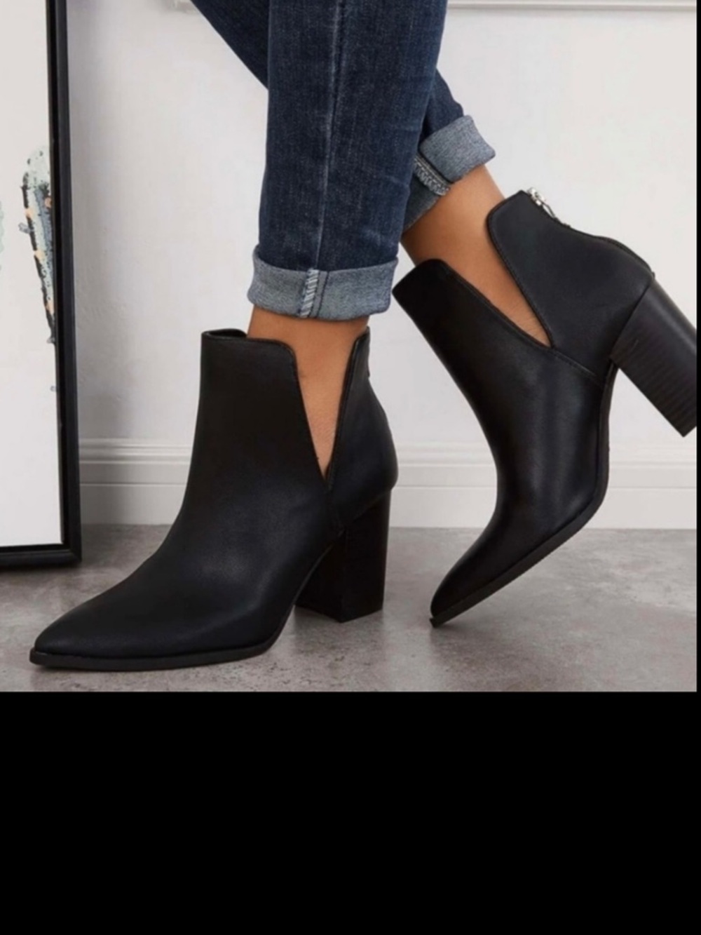 Like New Vince Camuto Gigietta Black Leather Ankle Boots Booties Heeled Size 11
